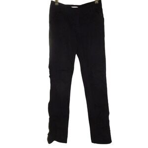 WHITE HOUSE BLACK MARKET WHBM women's size 2 solid black rouched leg pants